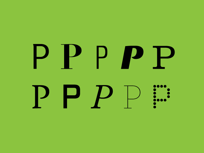 Letras “P” de diferentes estilos